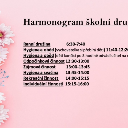 Harmonogram školní družiny